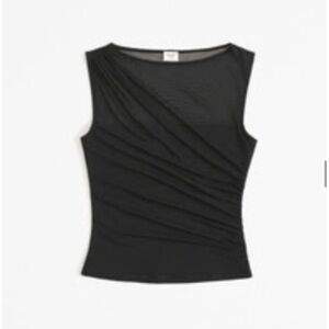 Abercrombie & Fitch Black Sleeveless Ruched Tank